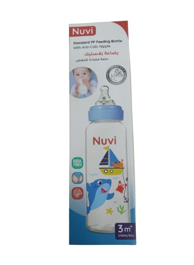 Nuvi Wide Neck PP Feeding Bottle With Anti-Colic Nipple 3m+, 240ml